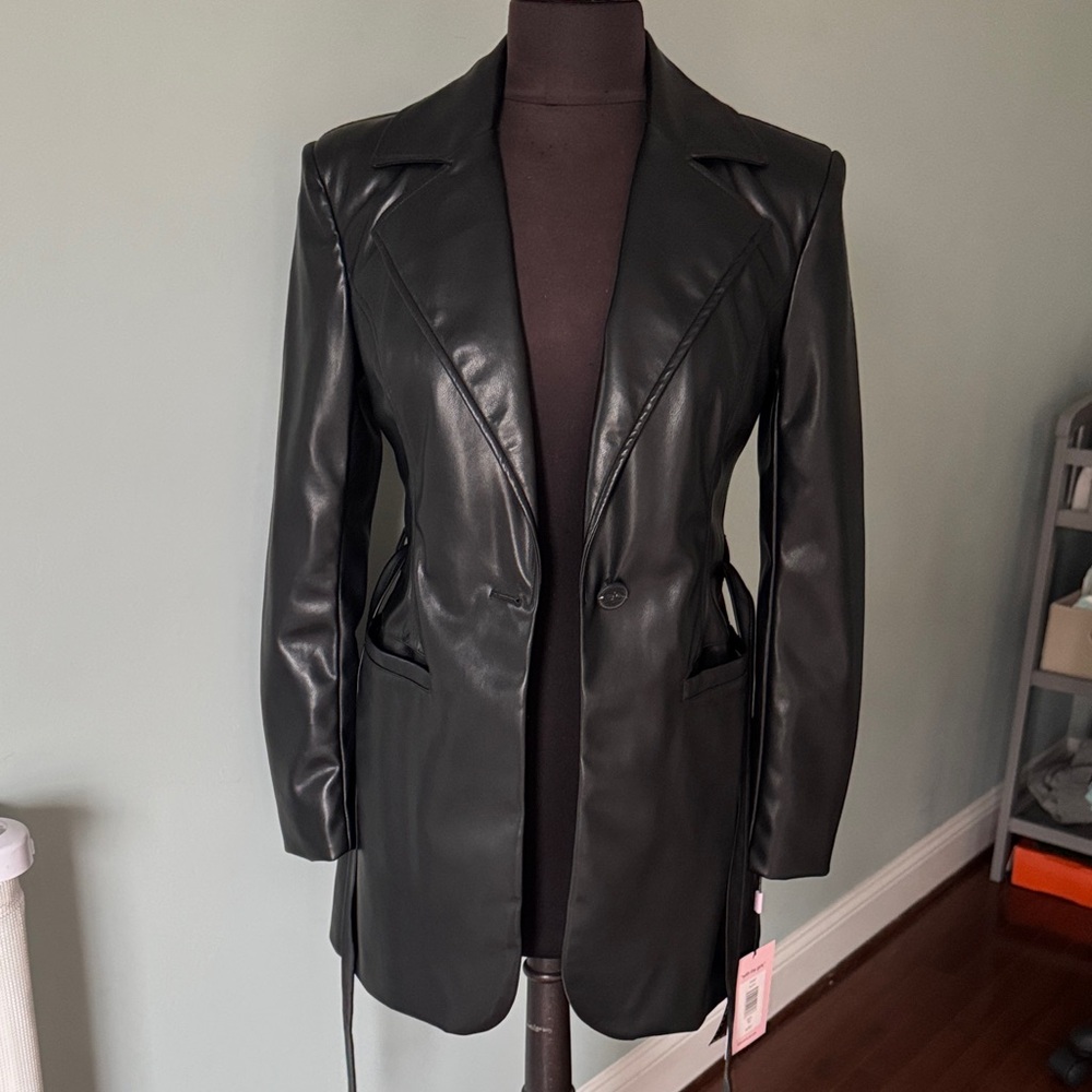 Avec Les Filles Black Faux Leather Jacket - Picture 3 of 6